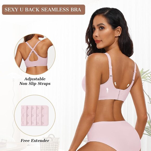 Women’s Wireless Push Up Bras Full Coverage Seamless T-Shirt Bra - Picture 3 of 7